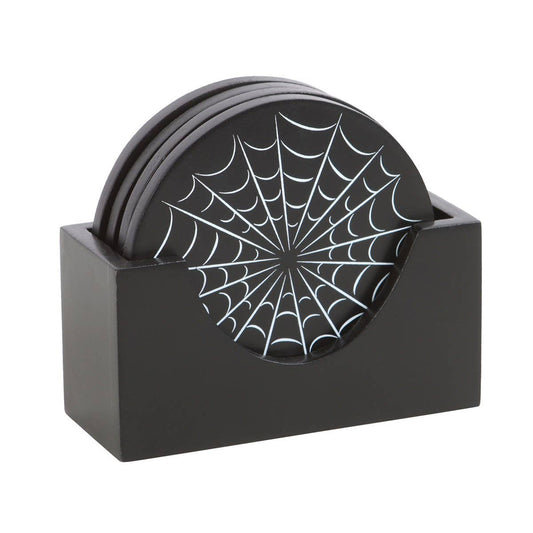 Black Spiderweb MDF Coaster Set