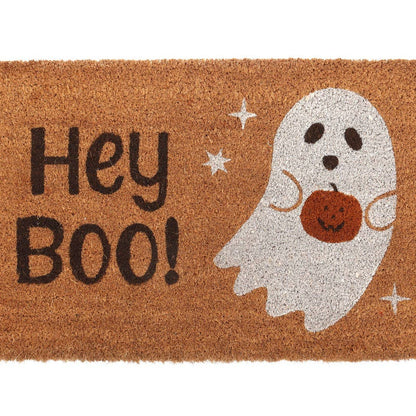 Door Mat - Natural Hey Boo Ghost Pumpkin