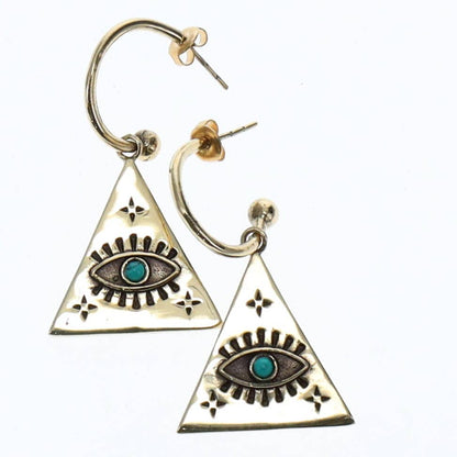 EARINGS - Brass Pyramid Eye Pair