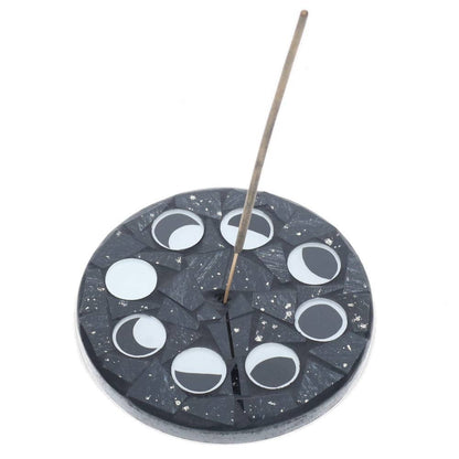 MOSAIC INCENSE BURNER - Moon Phases Round 12cm