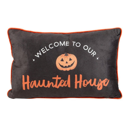 Rectangular Haunted House Pumpkin Polyester Cushion