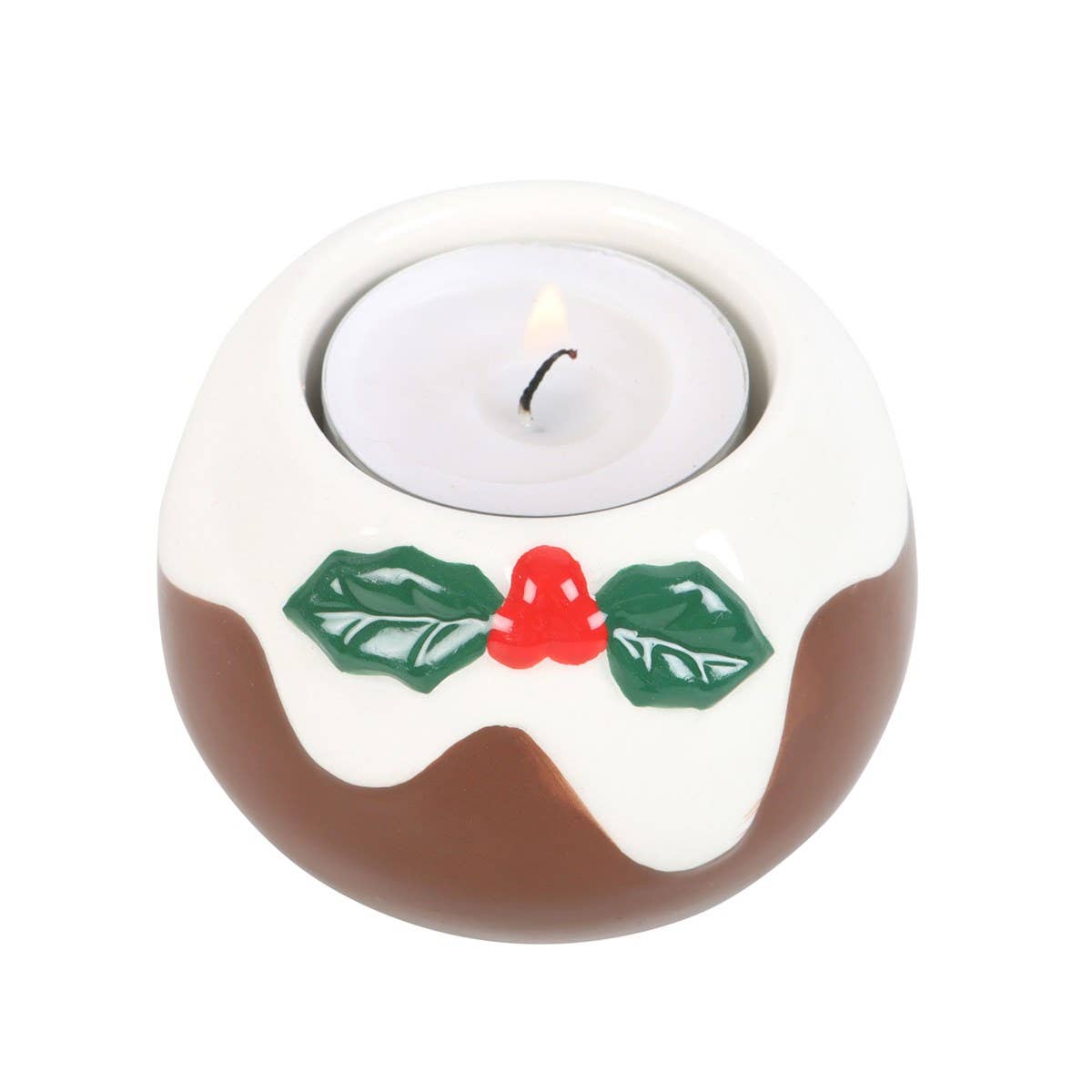 Christmas Pudding Shaped Ceramic Tealight Holder