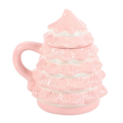 Pink Christmas Tree Lidded Mug